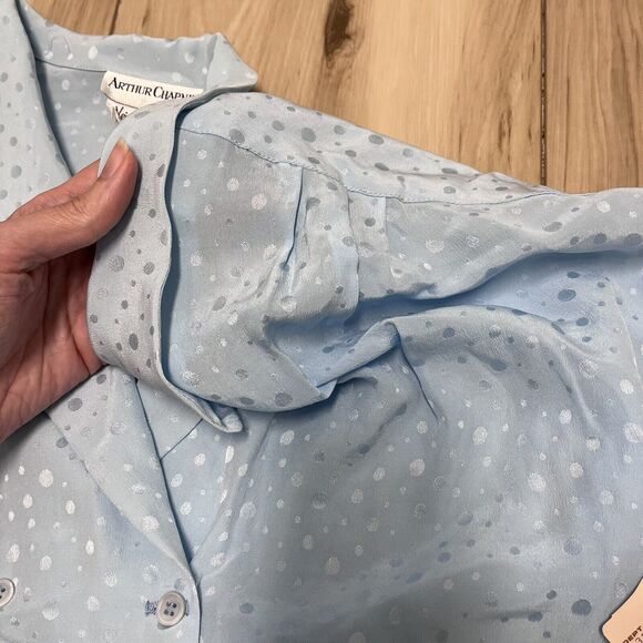 NWT Vintage 70s 80s NEIMAN MARCUS Deadstock 100% Silk Collared Sailor Blouse 8 - Picture 9 of 10